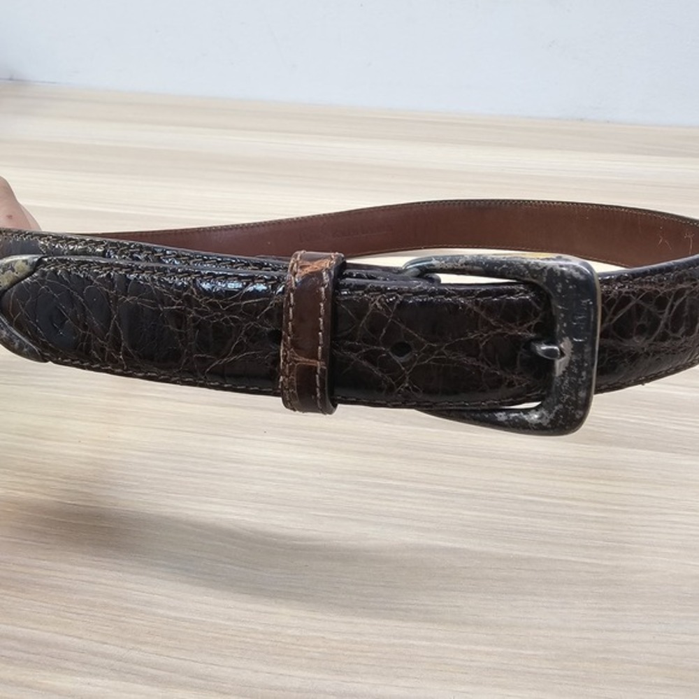 Vintage Polo Ralph Lauren Croco Belt 28 XS Brown Genuine Alligator Leather ITALY